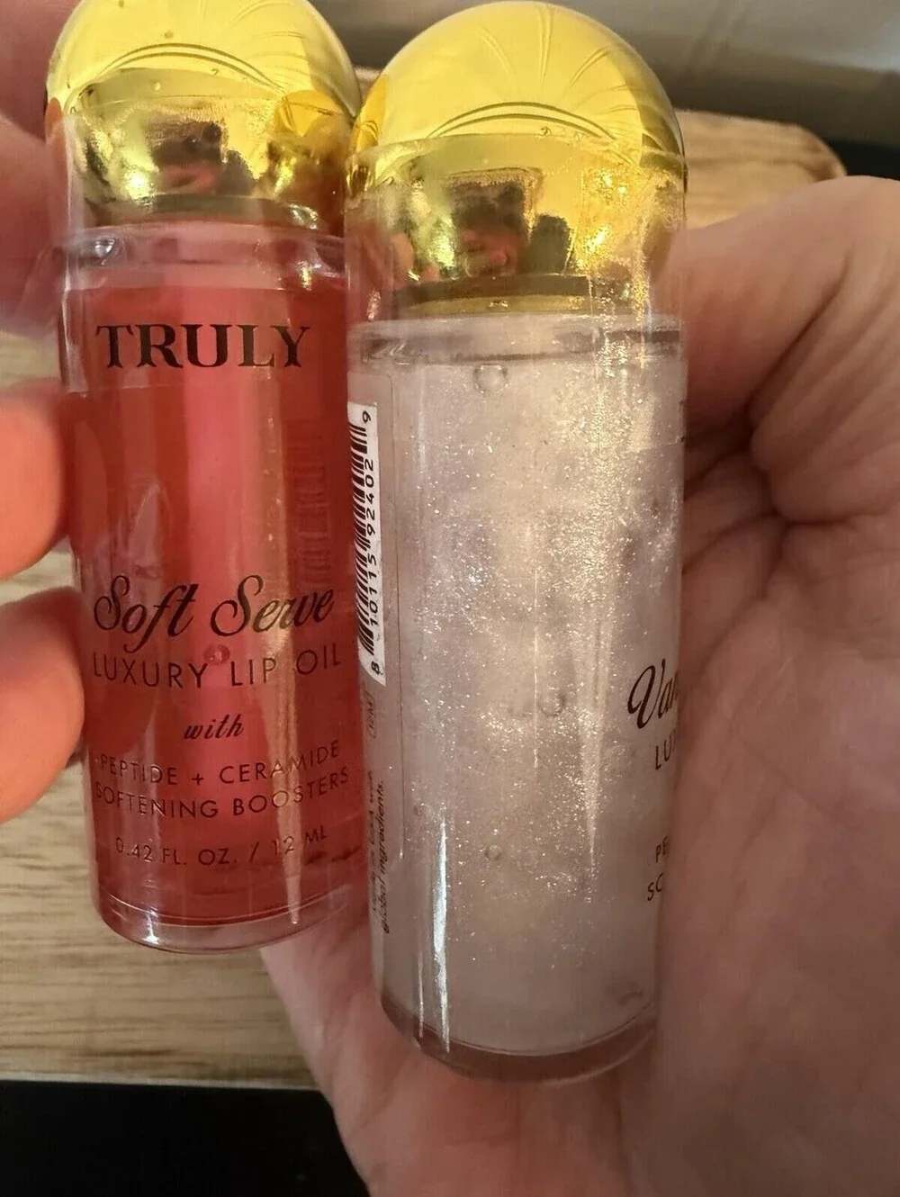 TRULY Beauty Lip Oil Duo Soft Serve Vanilla Baby Hydrating Gloss 12ml NEW Sealed